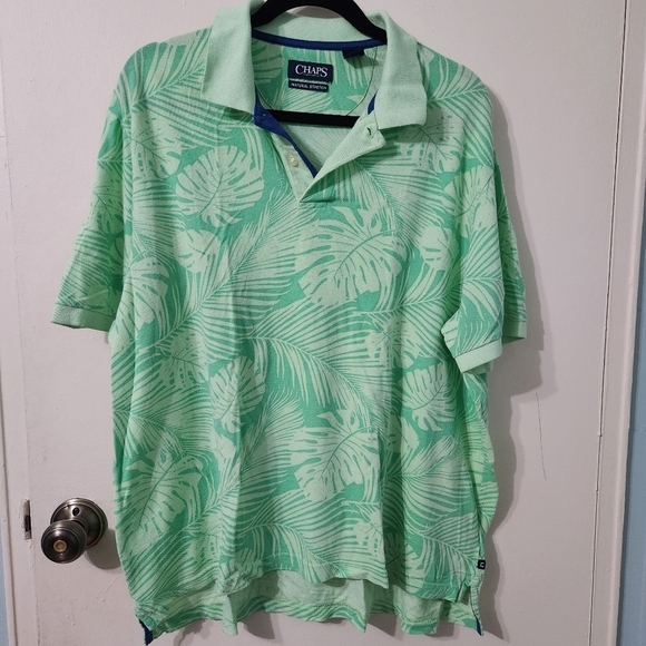 Chaps Light Green Hawaiian Print Polo - Picture 1 of 10